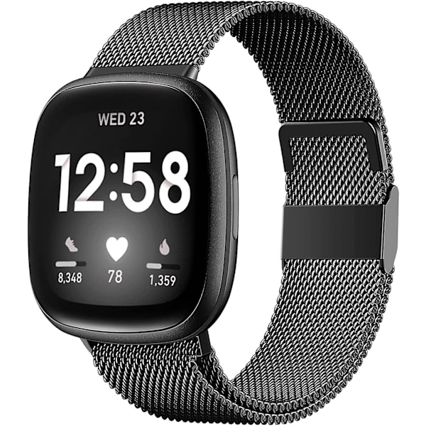 Magnetiska band kompatibla med Fitbit Versa 3 och Sense Smartwatch- Multi Color Black Small