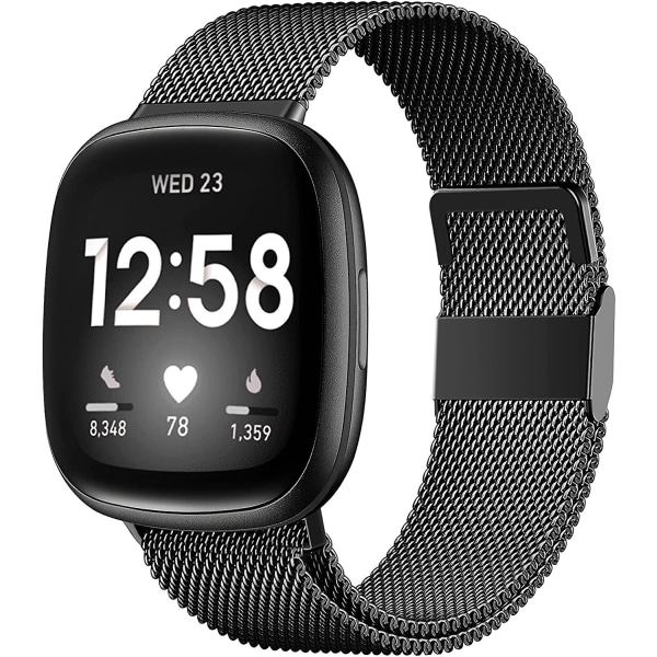 Magnetiske bånd som er kompatible med Fitbit Versa 3 og Sense Smartwatch - Multi Color Black Small