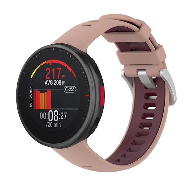 Til Polar Vantage V2 tofarvet silikoneurrem Pink Red