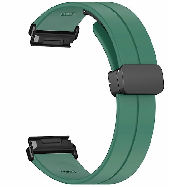 Til Garmin Fenix 7 / 6 / 5 22mm Rem til håndled Fleksibelt silikoneur med magnetisk spænde Army Green