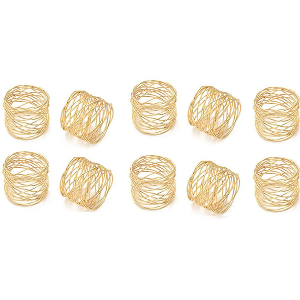Bred rund guld servettring metallkors ihålig servett spänne matbord dekoration 10pcs