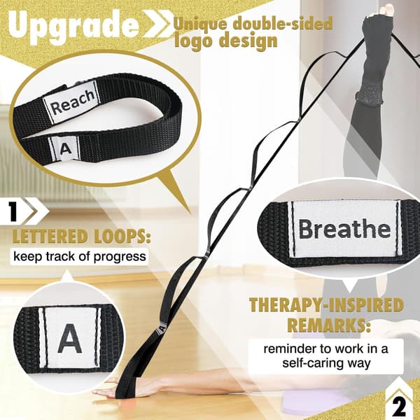 Stretching Strap-set med 10 öglor - Icke-elastiska yogaband