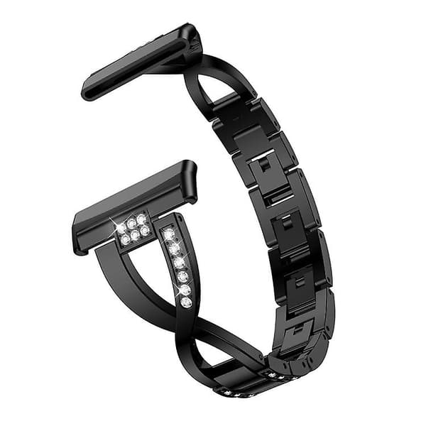 Til Fitbit Versa 4 / Sense 2 Universal Diamond Metal Watch Band Black