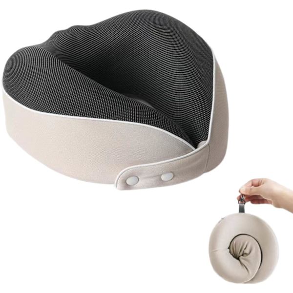 Resekudde i Memory Foam, U-formad huvudstödskudde (Beige)