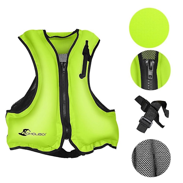 Oppblåsbar redningsvest for voksne, svømmevest, flytevest for snorkling Black