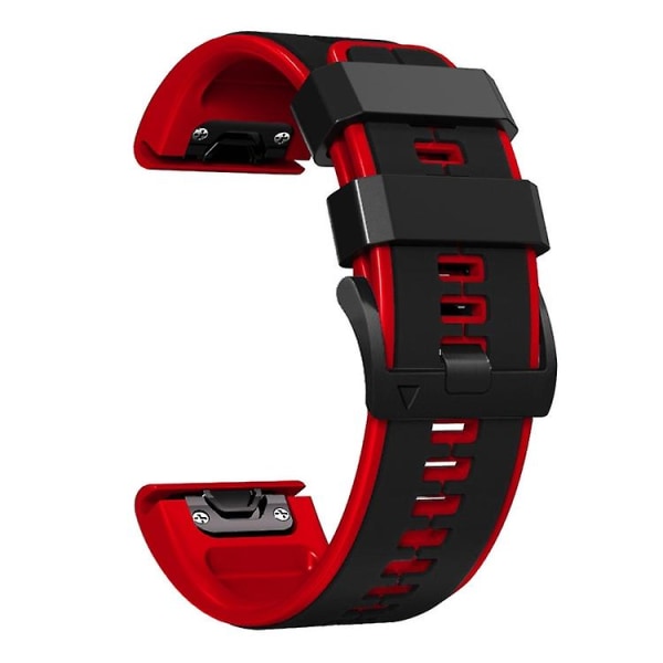 For Garmin Fenix ​​6 22 mm silikon sportsklokkerem i to farger Black-Red