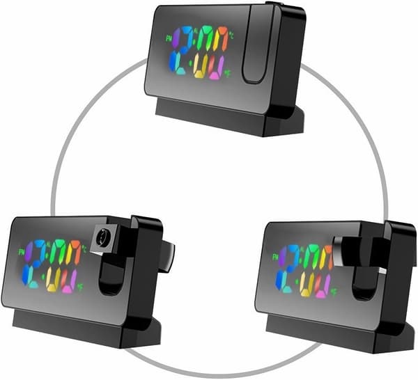 Vækkeur LED Projektion Vækkeur Temperatur Dato Display Sort