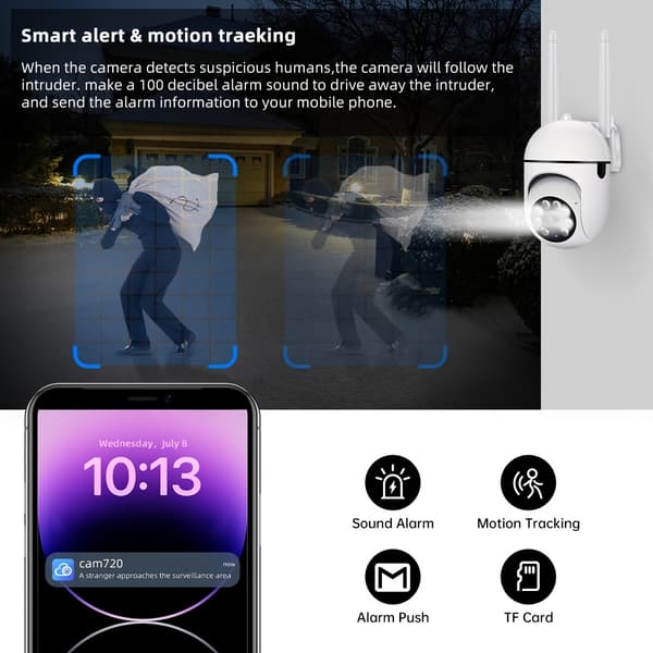 Trådløst kamera 1080P Full HD nattsyn sikkerhetskamera trådløs WiFi