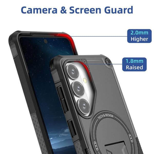 Etui til Samsung Galaxy S26, Magnetisk beskyttelsesetui med stativ (grå)