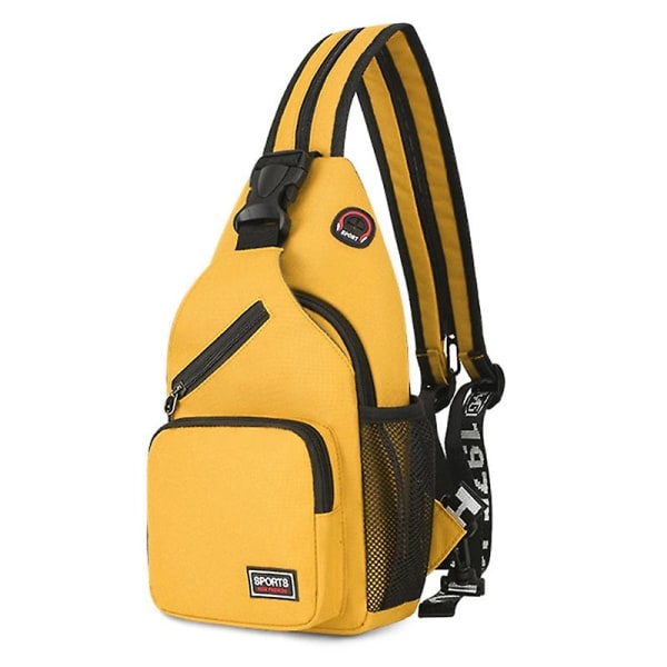 Unisex Small Sling -reppu Monikäyttöinen vedenpitävä Crossbody olkalaukku matkavaellus Suuren kapasiteetin päiväreppu Yellow