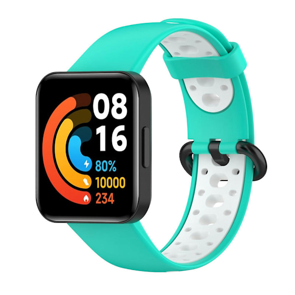 To-farget silikonrem for Xiaomi Redmi Watch 2 Cyan White