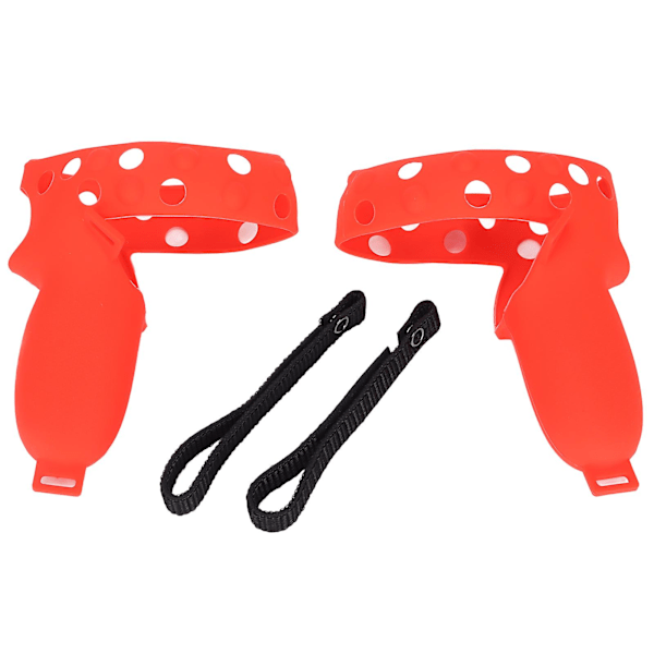 Red Silicone Protective Cover with Adjustable Knuckle Strap for Oculus Quest 2 VR Controller Handle