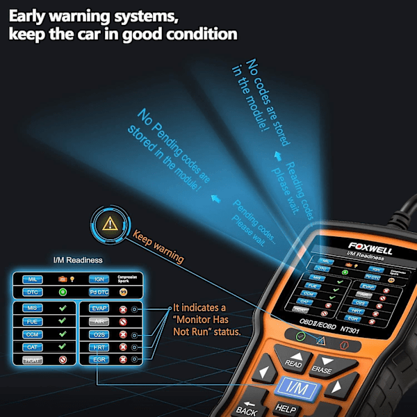 Nt301 Obd2 Scanner Live Data Professional Mechanic Obdii Diagnostic Code Reader Tool för Check Engine Light