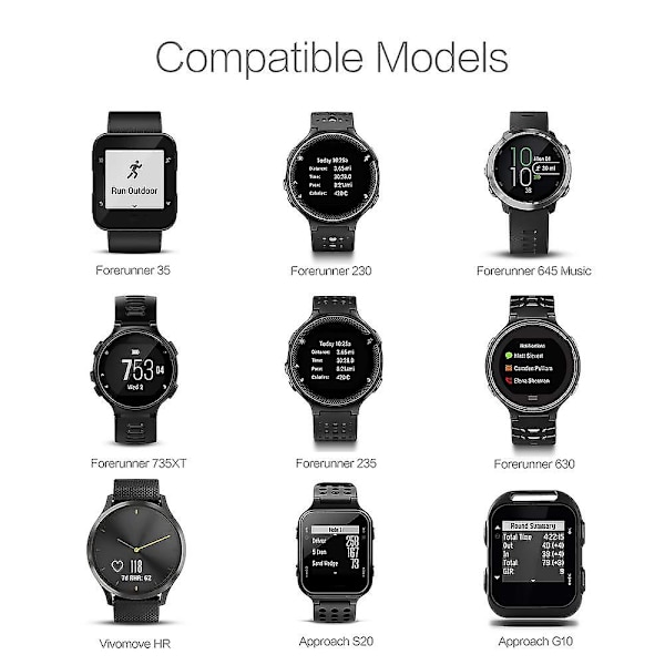 Laddare för Garmin Forerunner 35 35J 230 235 630 645 Music 735Xt, Approach G10 S20