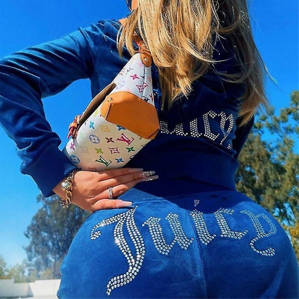 Dam sammet Juicy Träningsoverall Couture Träningsoverall Tvådelad Set Couture Sweatsuits PIN M