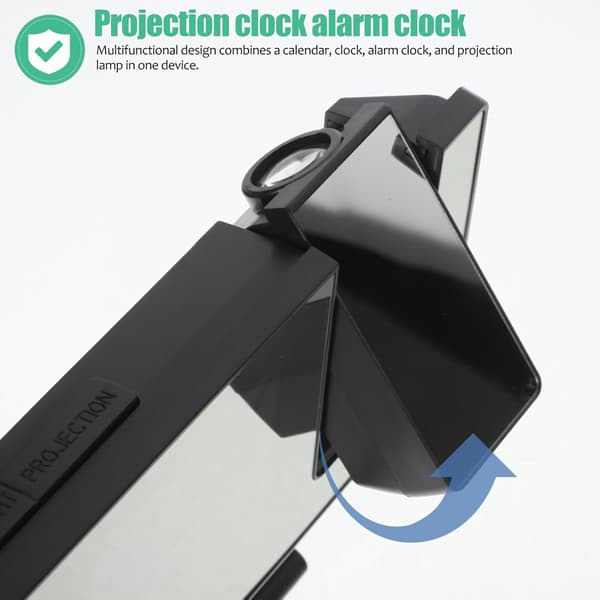 Väckarklocka Digital LED med 180° Roterbar Projektor Vibrationsväckarklocka Svart
