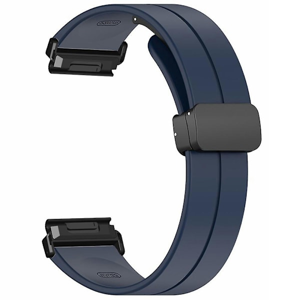 Til Garmin Fenix 7 / 6 / 5 22mm Rem til håndled Fleksibelt silikoneur med magnetisk spænde Midnight Blue