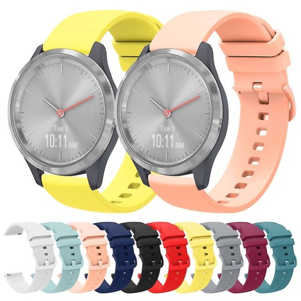 För Garmin Vivomove 3s 18mm enfärgad mjukt watch White