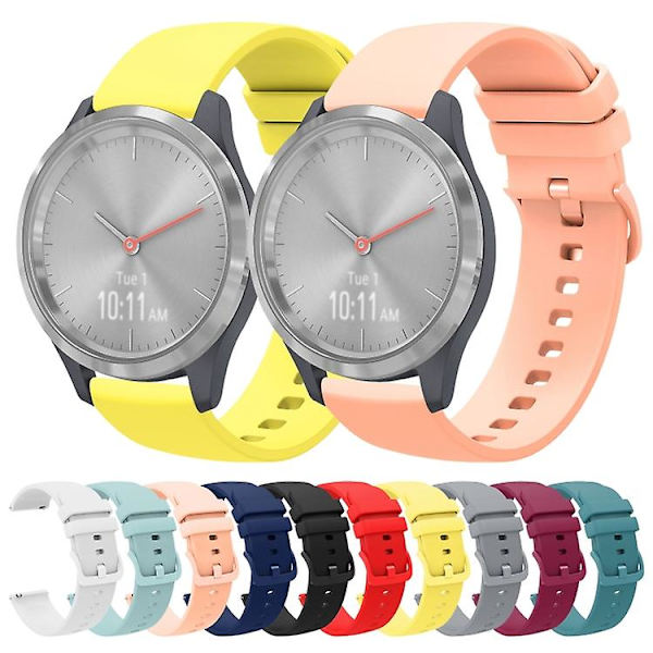 Til Garmin Vivomove 3s 18mm ensfarvet blød silikone urrem White