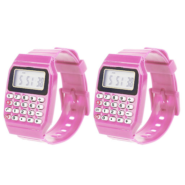 Fad Børn Silikone Date Multi-purpose Børne Elektronisk Lommeregner Armbåndsur Black
