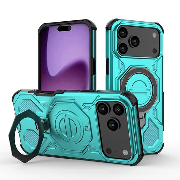 Etui til iPhone 17 Pro Max med 360° roterende magnetisk beslag, grøn