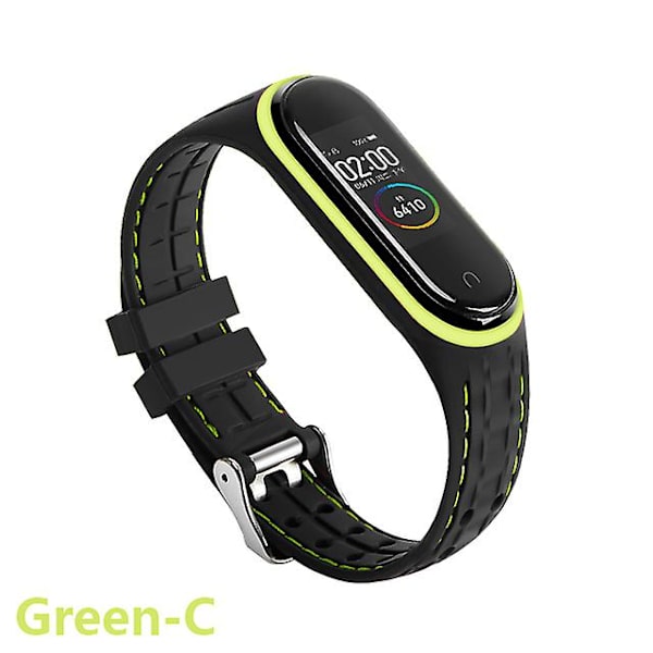 Silikonihihna Xiaomi Mi Band 6 7 5 3 4 Lisävarusteet Urheilurannekkeen Vaihtovyö Correa Ranneke Mi Band 7 6 Nfc Ranneke Green-C Mi band 3 4