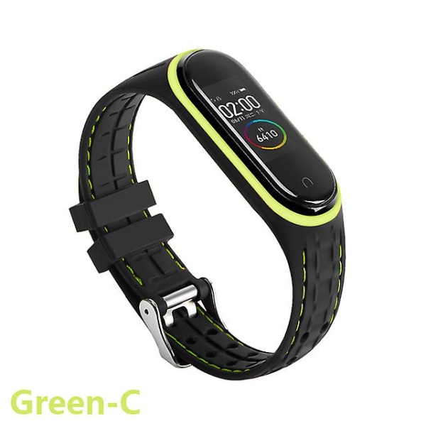 Silikonrem för Xiaomi Mi Band 6 7 5 3 4 Tillbehör Sportarmbandsbyte Bälte Correa Armband Mi Band 7 6 Nfc Strap Green-C Mi band 5 6