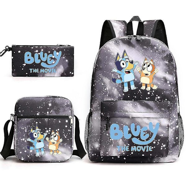 Bluey kolmiosainen koululaukku Star Black  4
