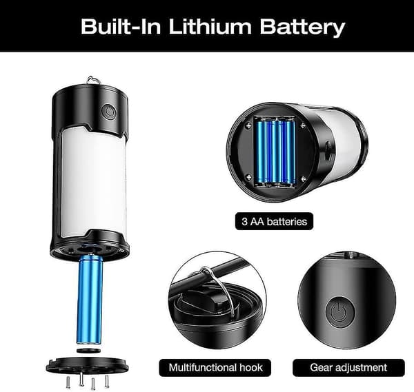 2 stk bærbare LED-campinglys, LED-campinglys batteridrevet, Ipx45 vanntett superlyse campinglanterner