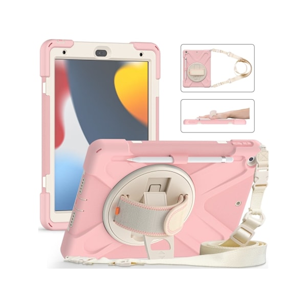 Tåligt skyddsfodral med vridbart stativ för 10,2-tums iPad Rosa (2021/2020/2019)
