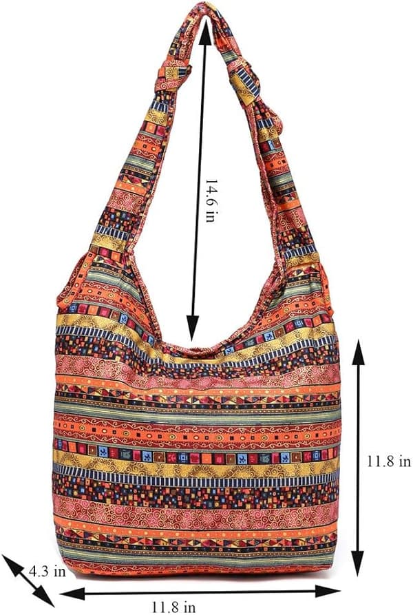 Hippie bomuldsskulderveske Thai taske red