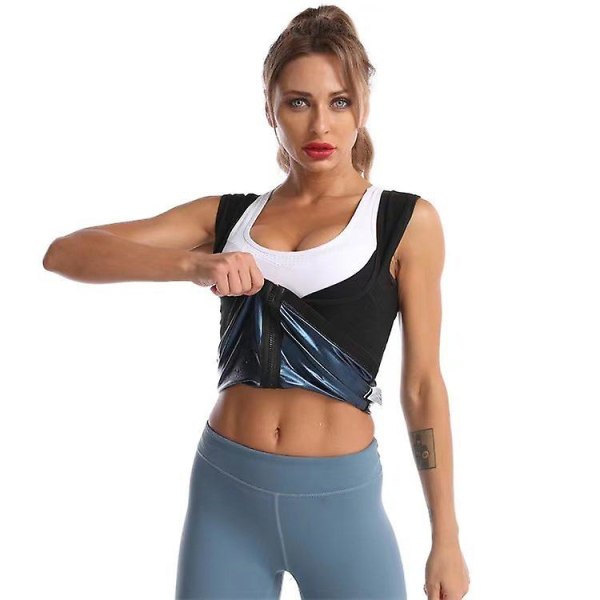 Midjetrener Dame Sauna Sweat Top Vest Body Shaper Slanking Midje Cincher Workout Shapewear Black Blue L XL