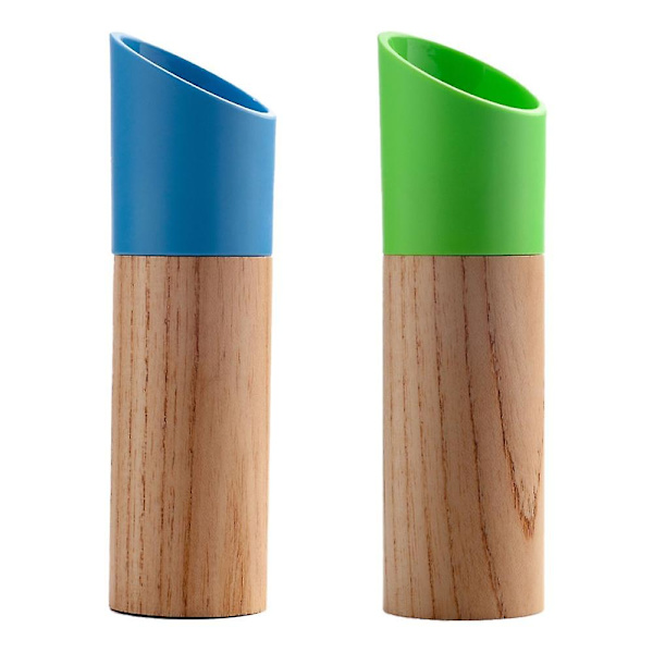 Salt- og peberkværnesæt, manuel træpeberkværn & saltkværn med justerbar grovhed blue   green