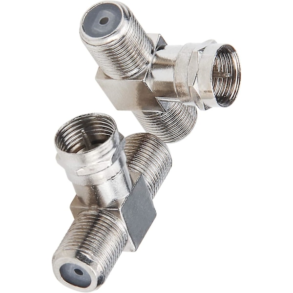 Koaxialkabeldelare, Tv-delare 2 i 1 ut 2-pack F-typ Rg6 hane till 2 F hona 3-vägs kabeldelare koaxial T-kontakt adapter för video Vcr antenn
