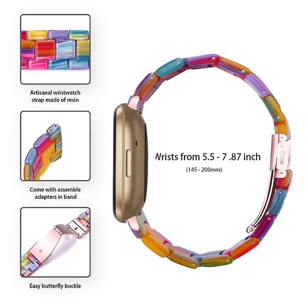Til Fitbit Versa 3 / Sense Universal Resin Watch Band Rainbow