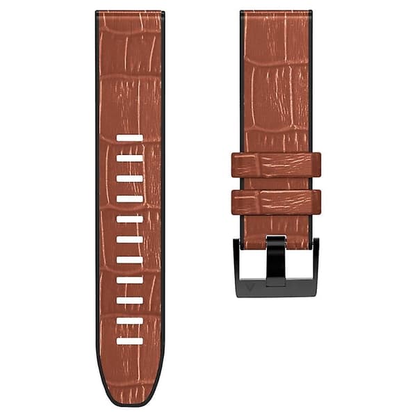 Til Garmin Fenix ​​7/6/5 Crocodile Texture Silikone læderurrem Brown