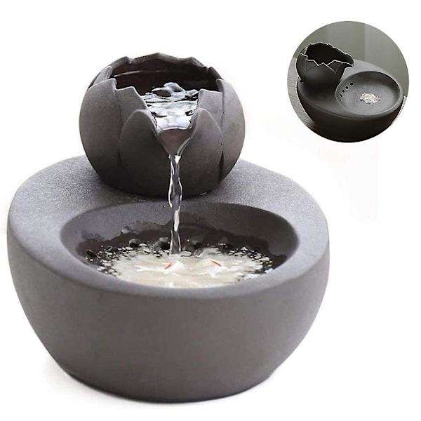 Cat Fountain Keramisk Pet Water Dispenser - Lotus Vertical Cat Drinking Fountain - Automatic Circulat