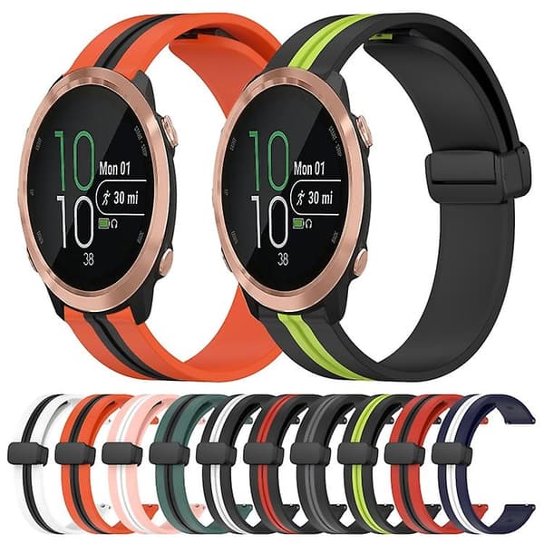 För Garmin Forerunner 645 Music 20 mm vikbart magnetlås silikon watch Orange-Black