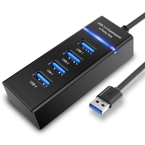 4 Port USB 3.0 Utvidelseshub 3.0 for Stasjonær Bærbar Datamaskinadapter