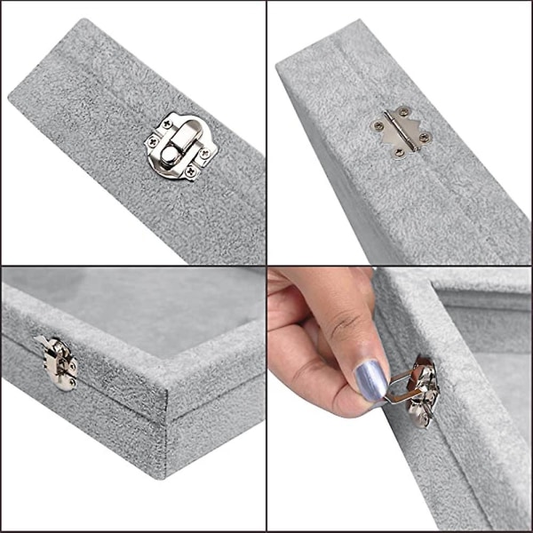 Ring Förvaringsbox-smyckeskrin För Ringar-glaslock I Ring Case Grey