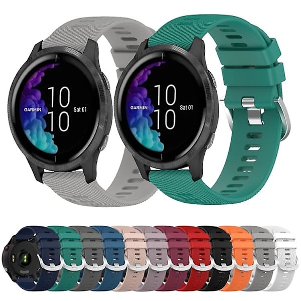 För Garmin Venu 20 mm enfärgad mjukt watch Grey