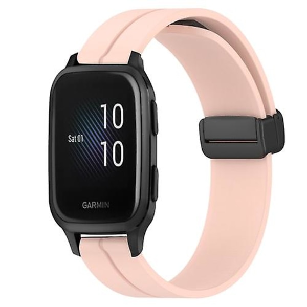Til Garmin Venu Sq 2 Music 20mm Solid Color Magnetic Clasp Silikone Watch Band Pink