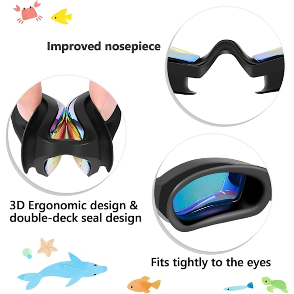 Barnsimglasögon 2-pack Simglasögon med UV-skydd, Anti-Dimma, Inga läckage