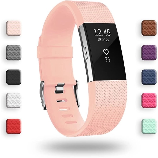 Erstatningsbånd som er kompatible for Fitbit Charge 2, Classic & Special Edition justerbare sportsarmbånd Pink Large