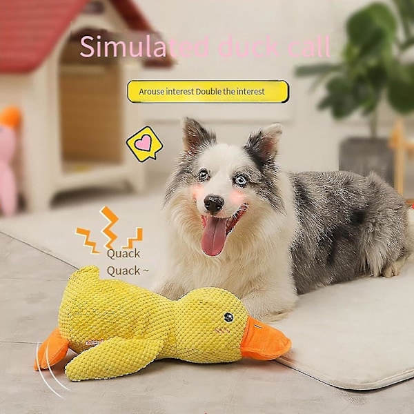 Mellow Dog Calming Duck - Hundeleke med beroligende andelyder, slitesterkt tyggeleke med lyd for innendørs valper tangerine