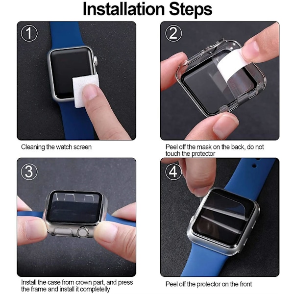 Case+ Rem för Apple Watch Band 44mm 40mm 38mm 42mm Silikon Armband med PC Skärmskydd Cover iWatch 3 4 5 6 SE