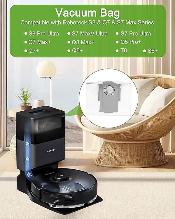 Dammsugarpåsar för Roborock S8+/S8 Pro Ultra/S7 MaxV Ultra/S7 Pro Ultra/Q7+/Q7 Max+/Q8 Max+ 5-pack