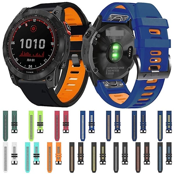 Til Garmin Descent G1 22mm Silikone Sports 2-farvet urrem Black-Red