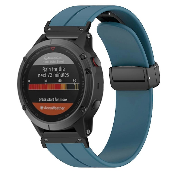 Til Garmin Fenix 7 / 6 / 5 22mm Rem til håndled Fleksibelt silikoneur med magnetisk spænde Cyan