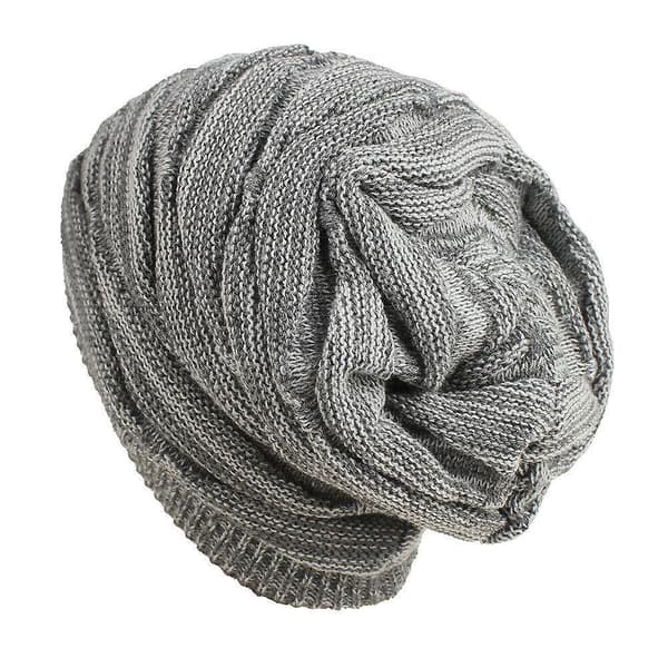 Unisex herr dam stickad mössa ullmössa varm utomhus vinter huvudbonad accessoarer Light Gray